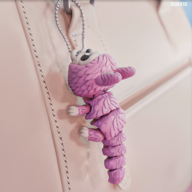 Chenille articulée avec chainette porte-clefs